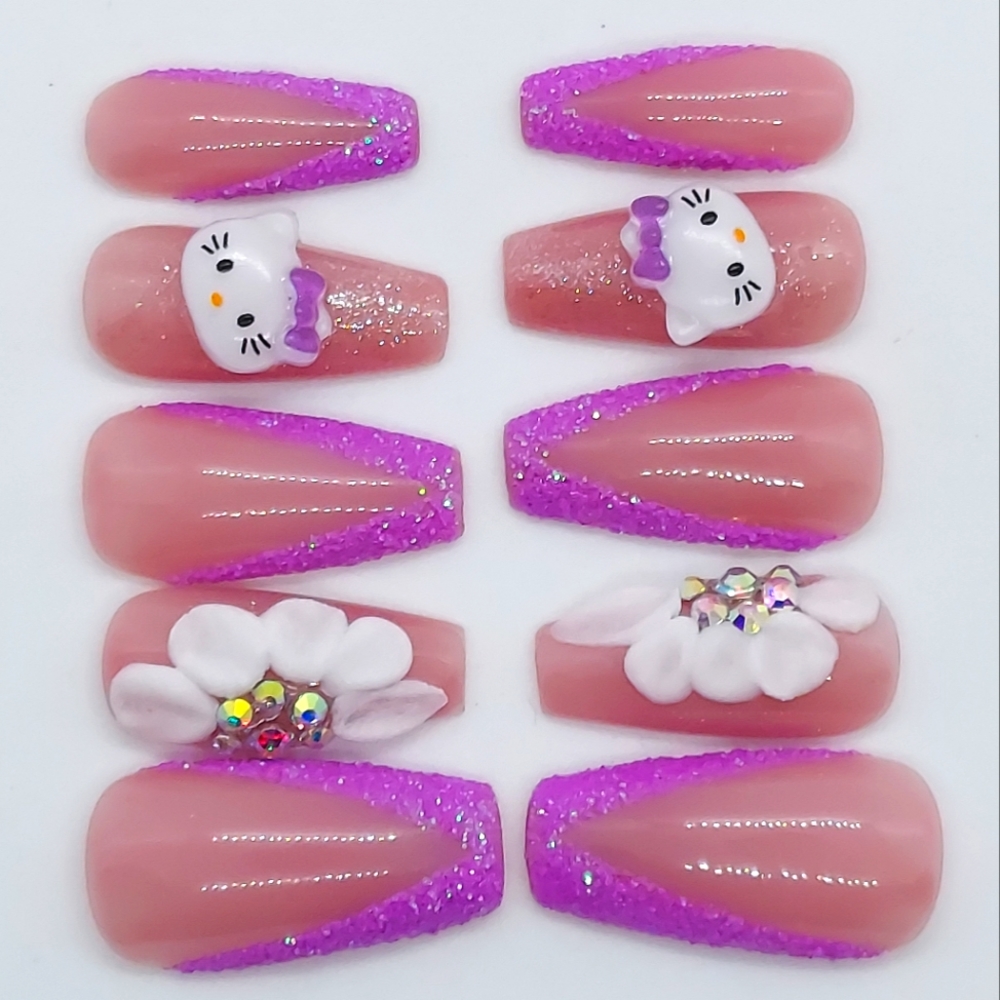 Hello Kitty French Press on Nails